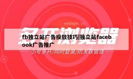 fb独立站广告投放技巧|独立站facebook广告推广