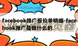 facebook推广报价单明细-facebook推广是做什么的