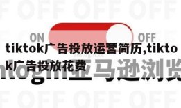 tiktok广告投放运营简历,tiktok广告投放花费