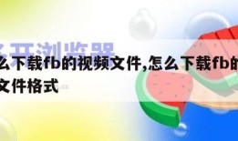 怎么下载fb的视频文件,怎么下载fb的视频文件格式