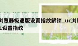 Uc浏览器极速版设置指纹解锁_uc浏览器怎么设置指纹