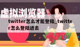 twitter怎么才能登陆_twitter怎么登陆进去